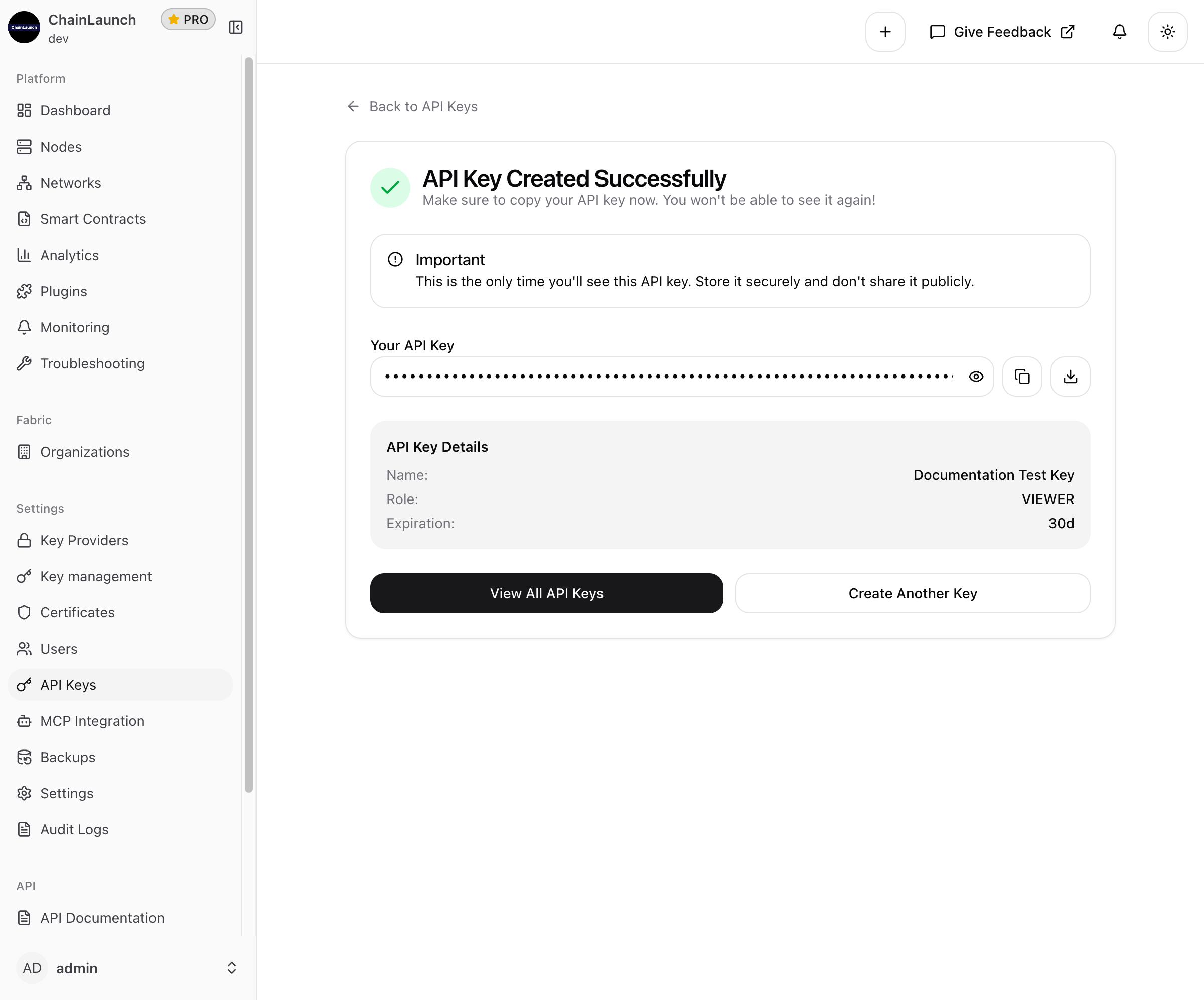 API Key Created Successfully