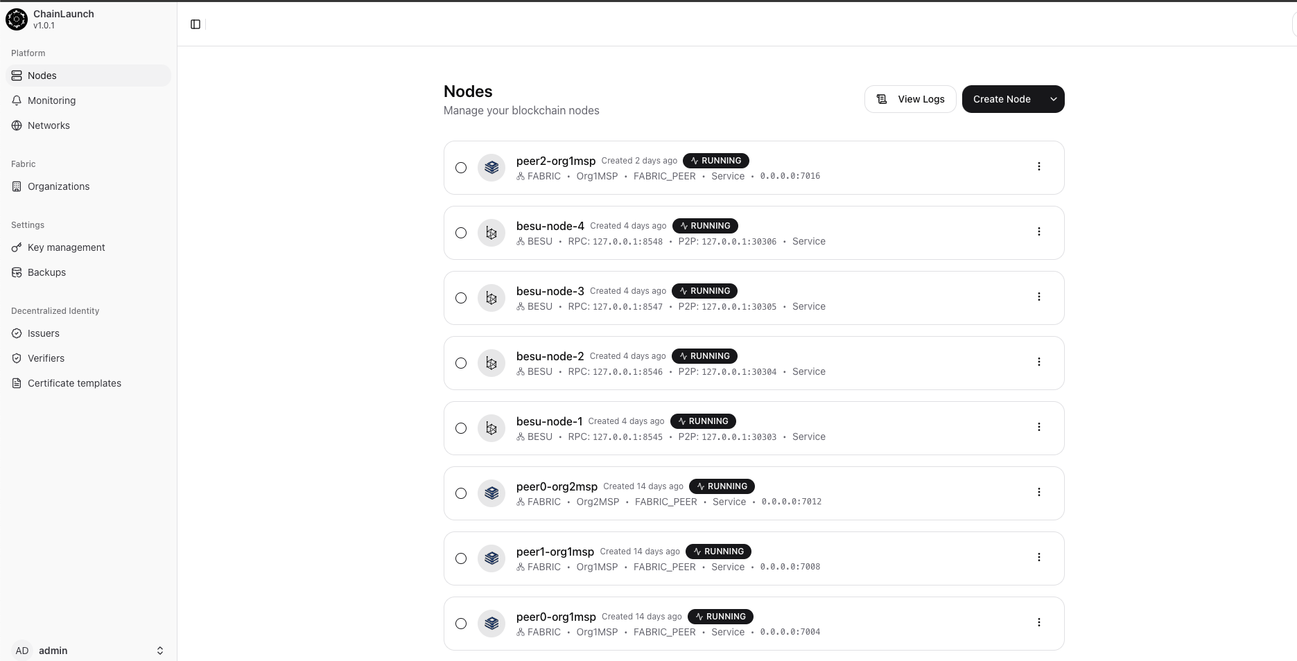 ChainLaunch Dashboard